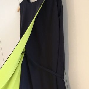 Ann Taylor Navy Dress with Chartreuse Cape
